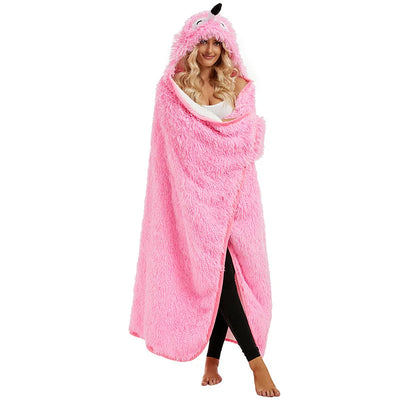 Pink Flamingo Cloak Hoodie Blanket