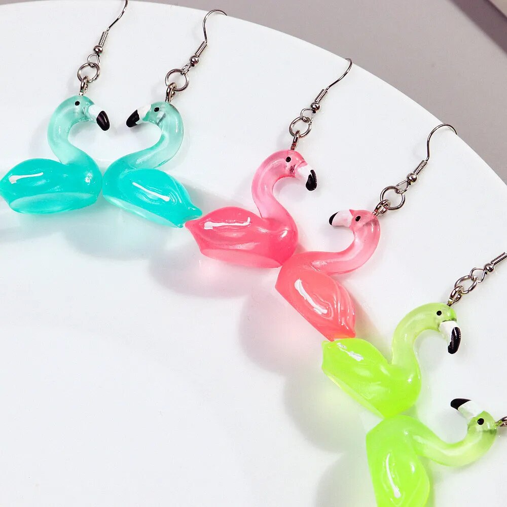 Colorful 3D Flamingo Earrings