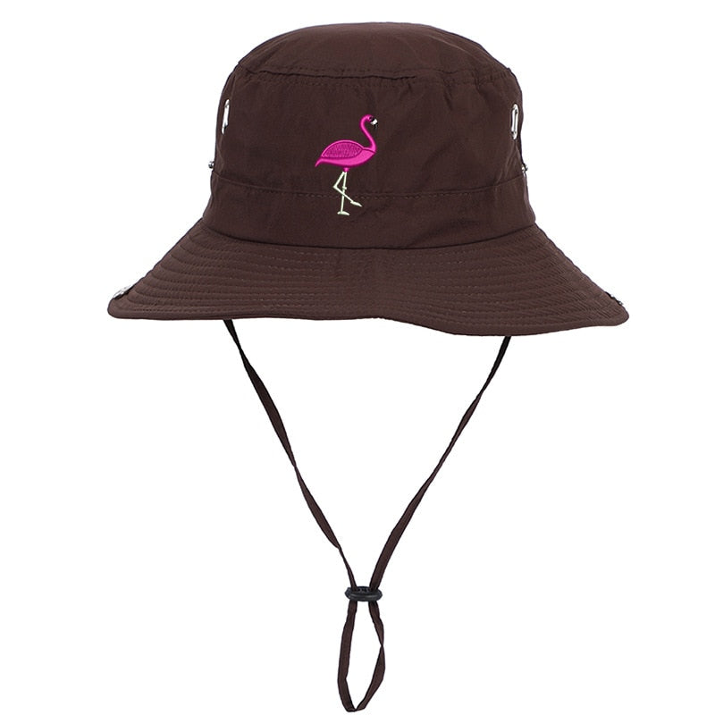 brown flamingo outdoor hat