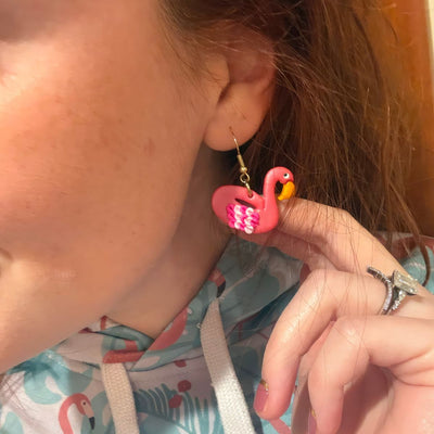 Handcrafted Flamingo Earrings by Red Leaves Studio