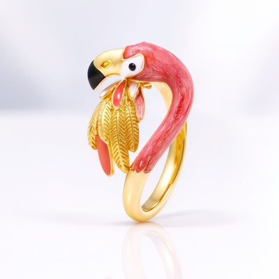 Sterling Silver Flamingo Statement Rings