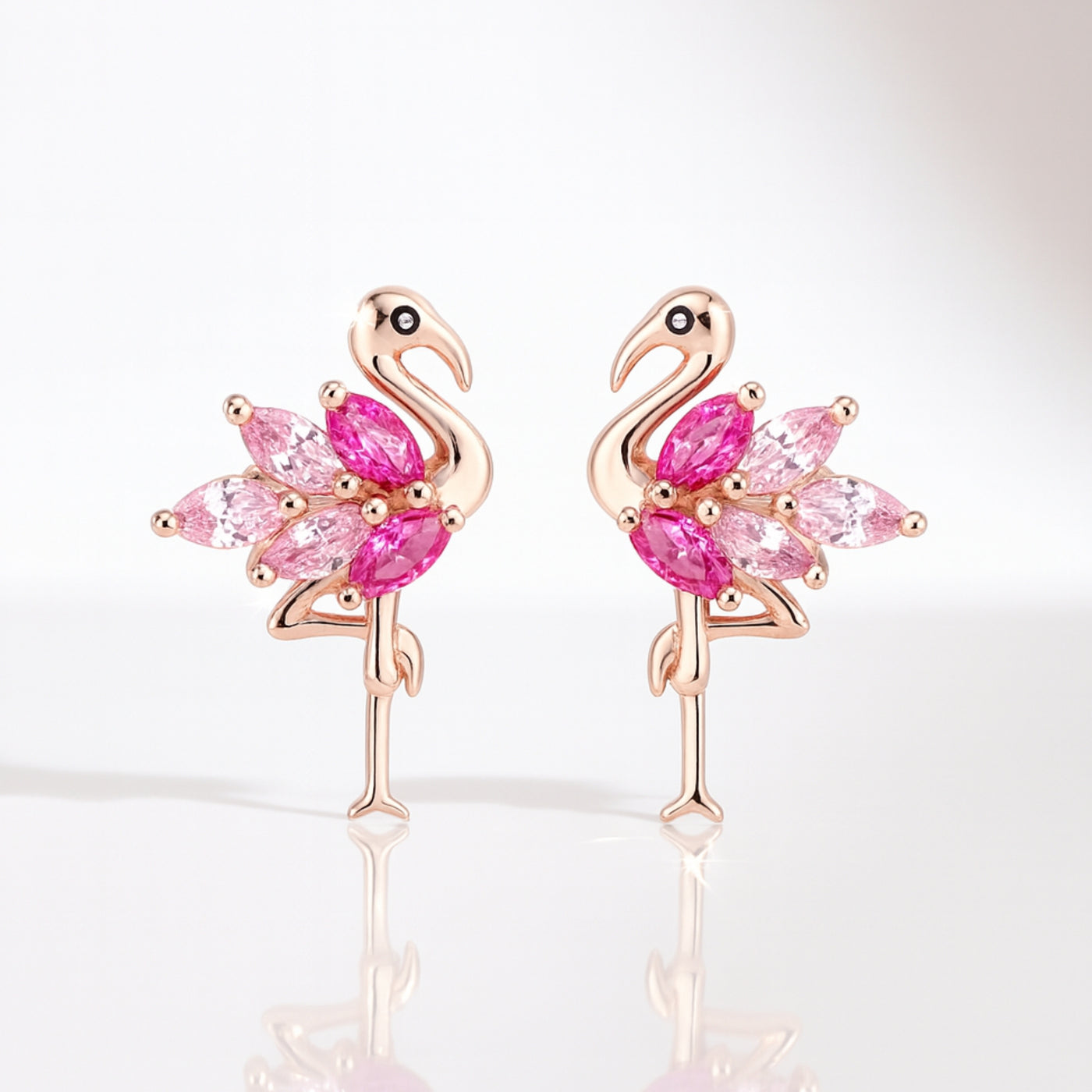 Sterling Silver Pink Flamingo Earrings