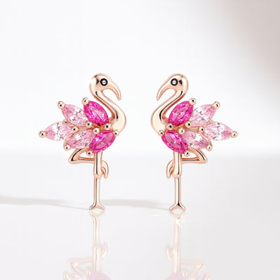 Sterling Silver Pink Flamingo Earrings