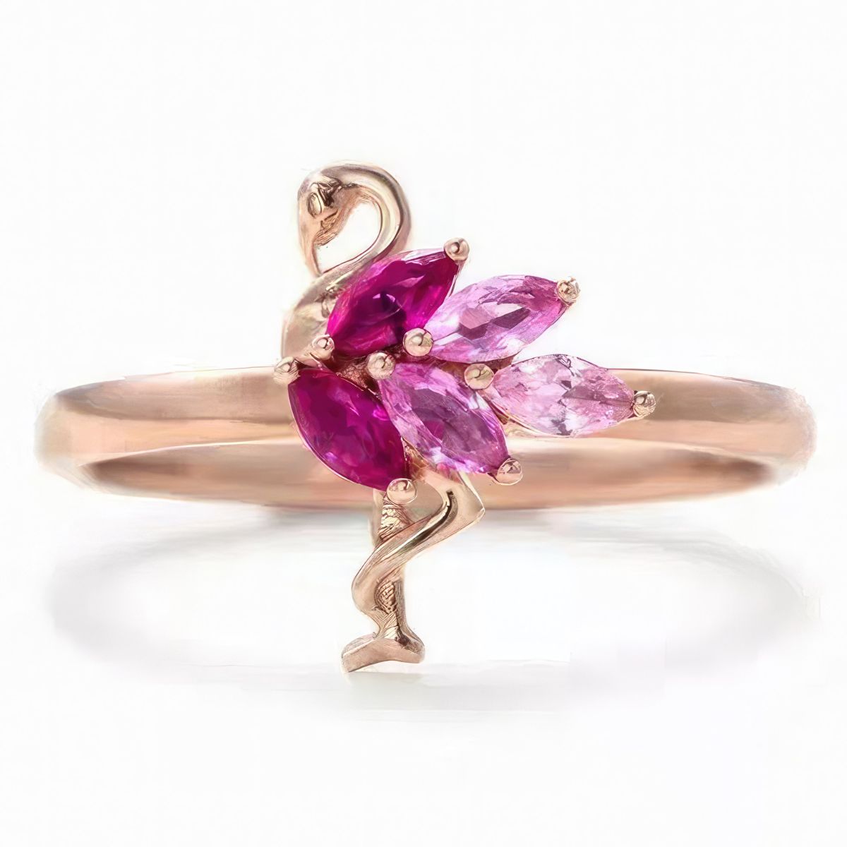Sterling Silver Pink Flamingo Ring