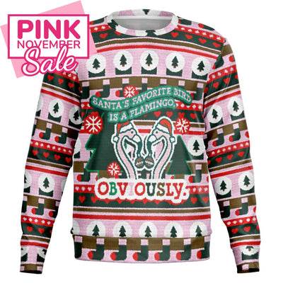 Santa's Favorite Bird Is A Flamingo Ugly Christmas Sweatshirt