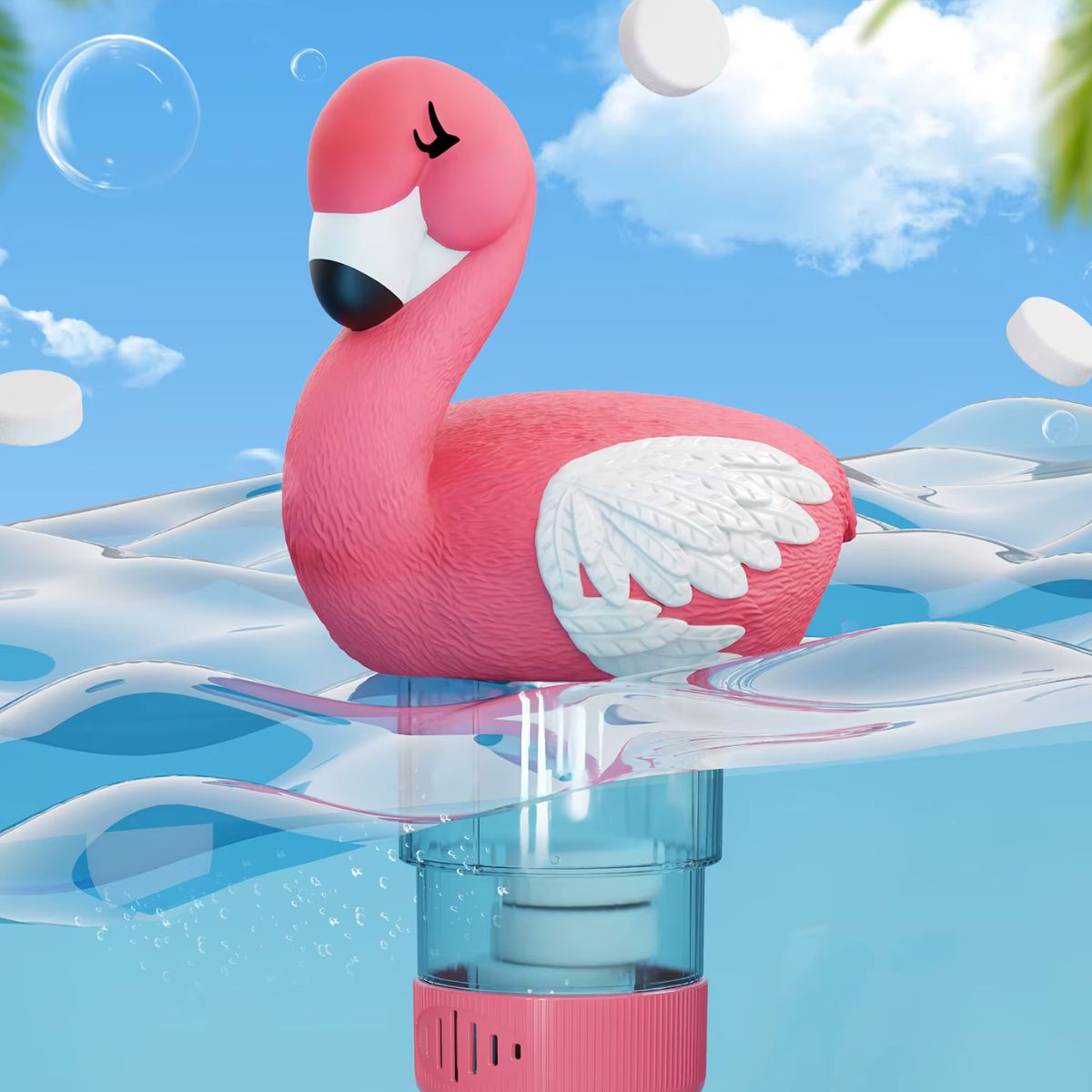 Solar Flamingo Chlorine Floater Light