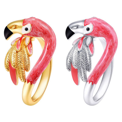 Sterling Silver Flamingo Statement Rings