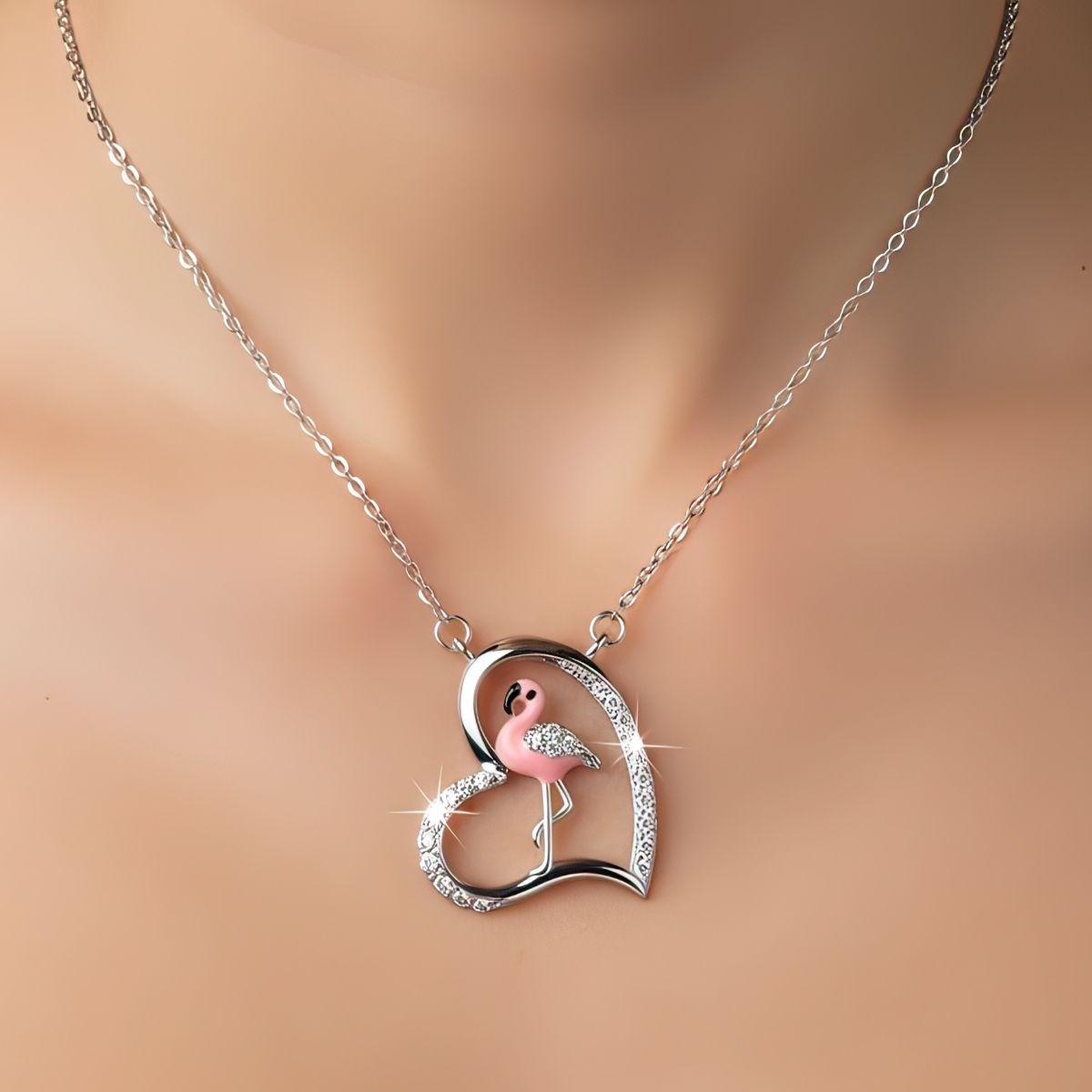 Pink Flamingo Love Necklace
