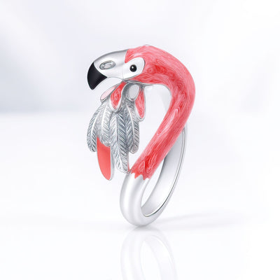 Sterling Silver Flamingo Statement Rings