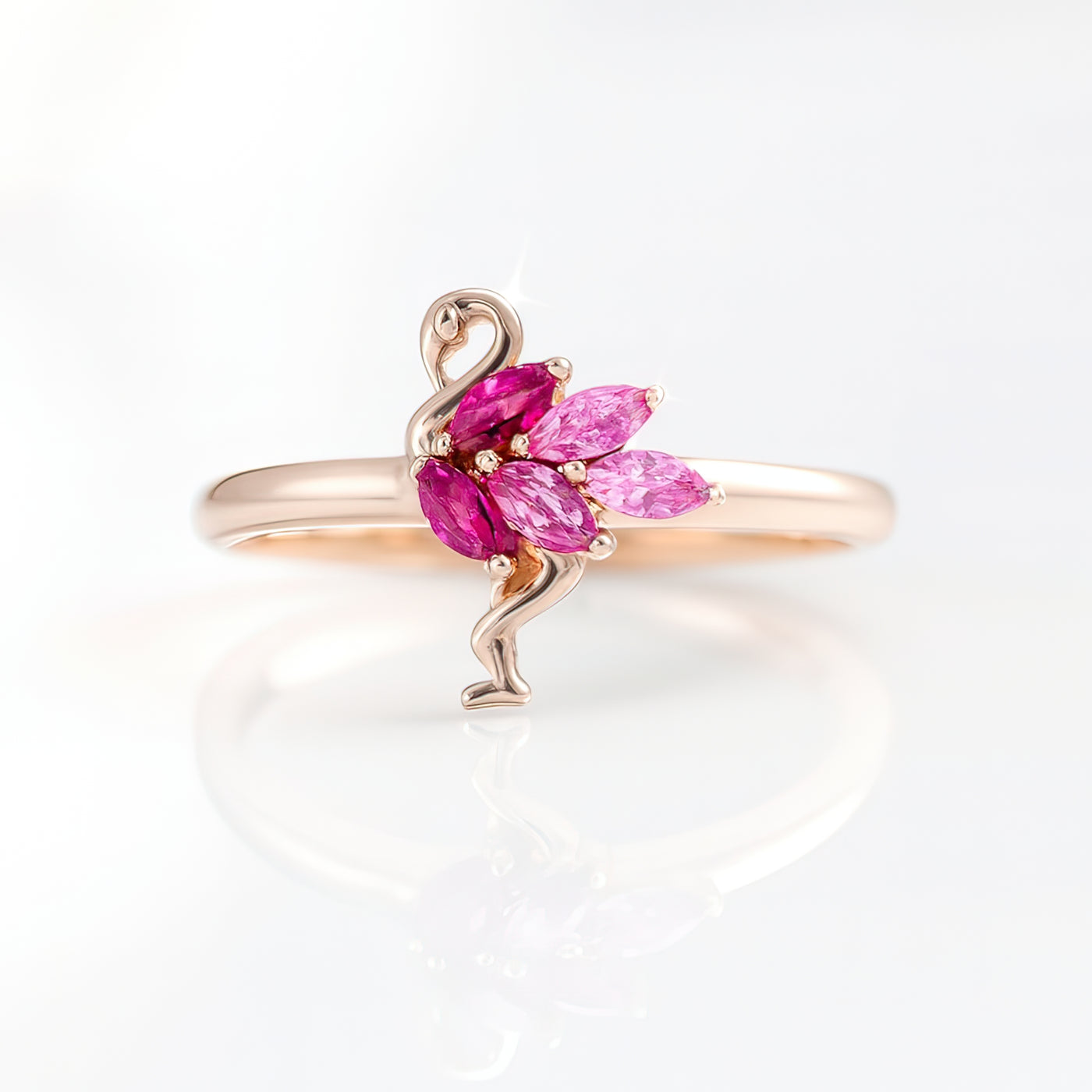 Sterling Silver Pink Flamingo Ring