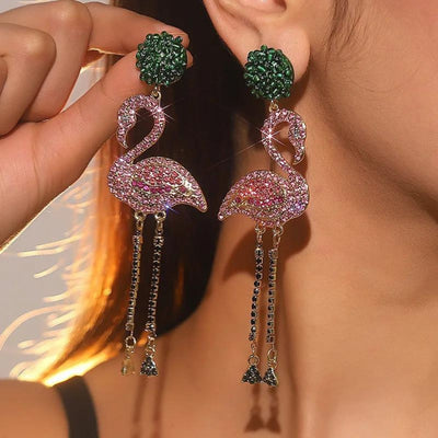 Flamingo Crystal Drop Earrings