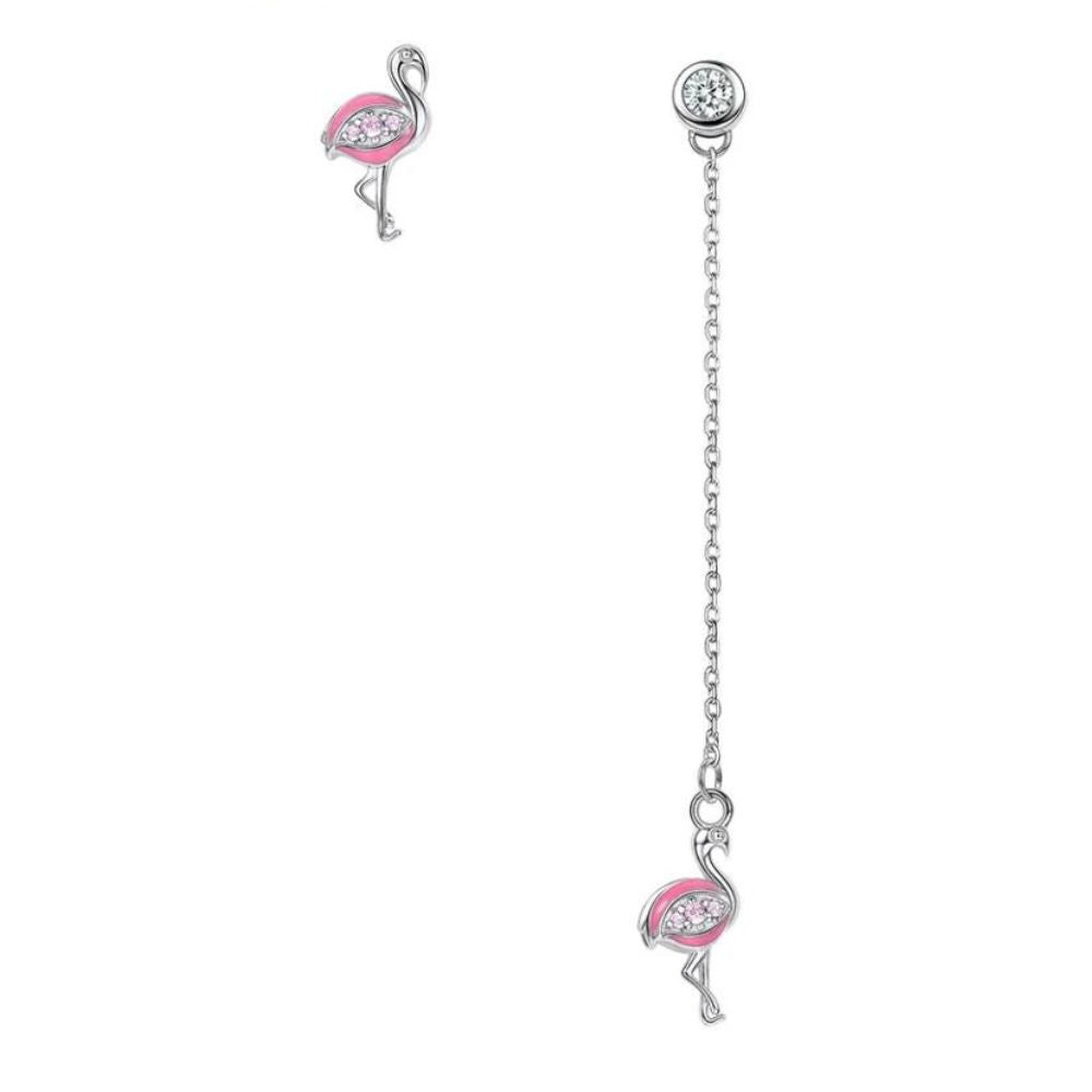 Sterling Silver Sparkling Pink Flamingo Earrings