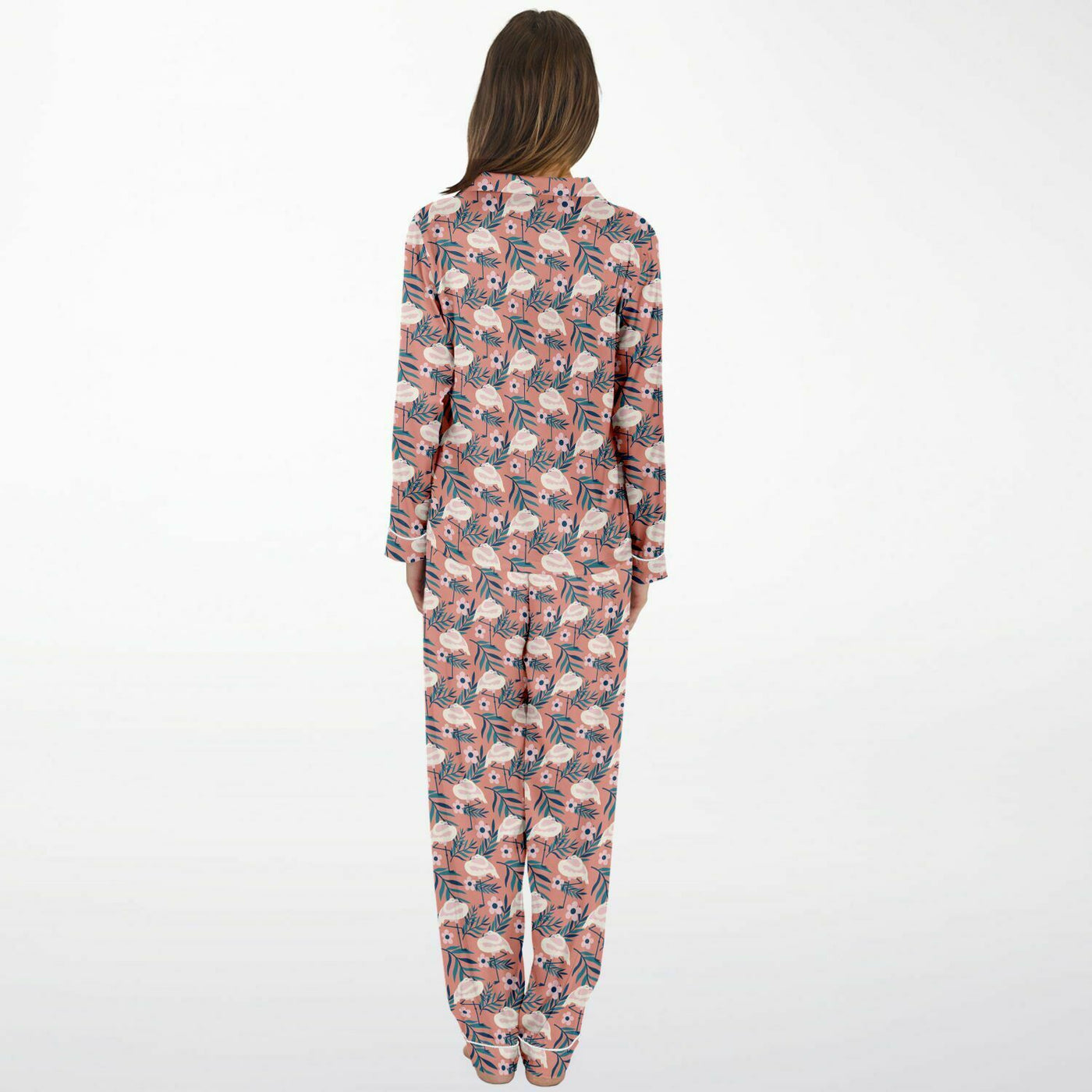 Sleepy Floral Flamingo Satin Pajamas