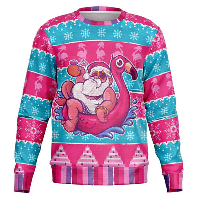 Relaxin' Santa Flamingo Ugly Christmas Sweatshirt