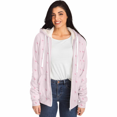 Pink Classic Flamingo Zip-Up Hoodie