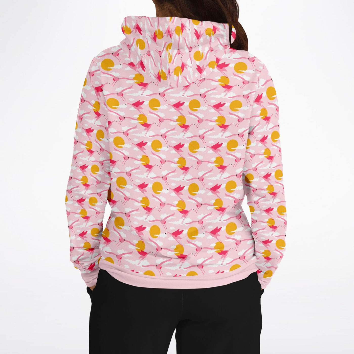 Flying Flamingo Sunset Pullover Hoodie