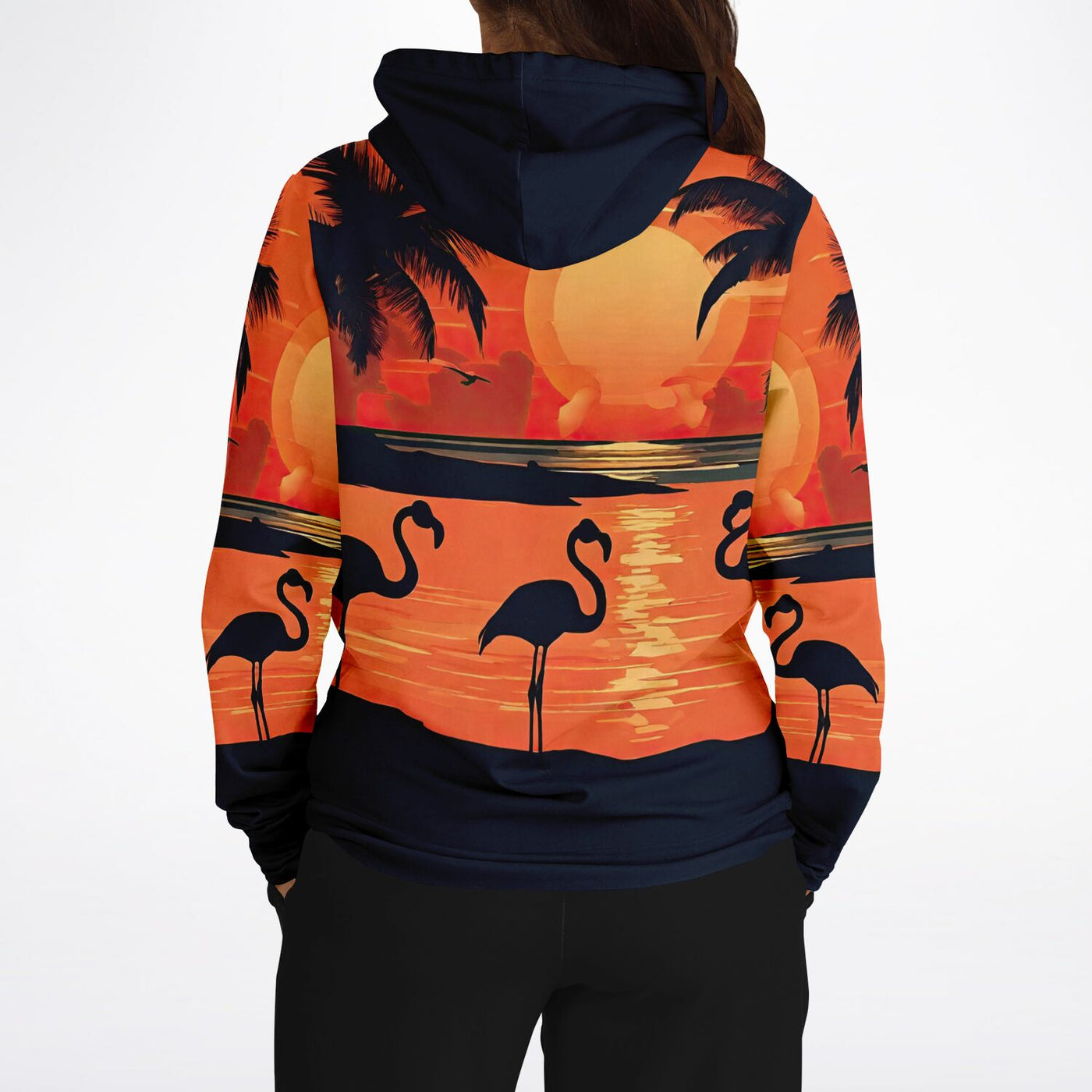 Flamingo Silhouette Sunset Pullover Hoodie