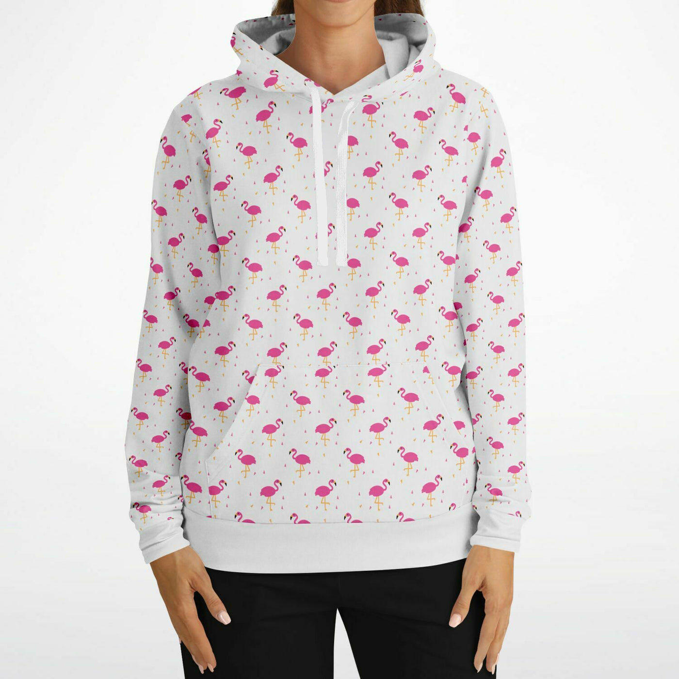 Pink Flamingo Style Pullover Hoodie