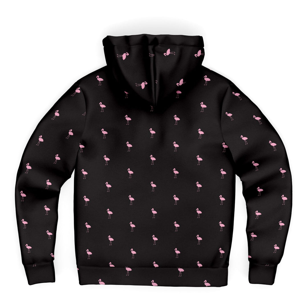 Black Classic Flamingo Zip-Up Hoodie | The Popular Flamingo