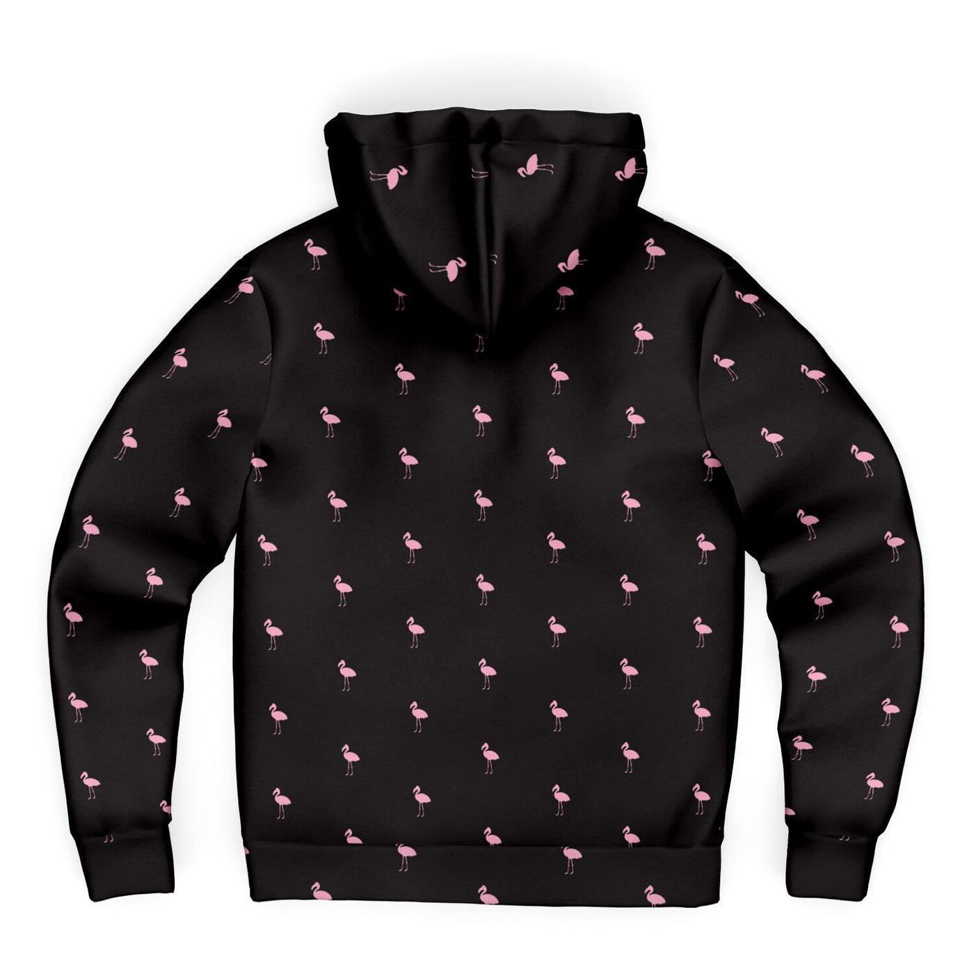 Black Classic Flamingo Zip-Up Hoodie