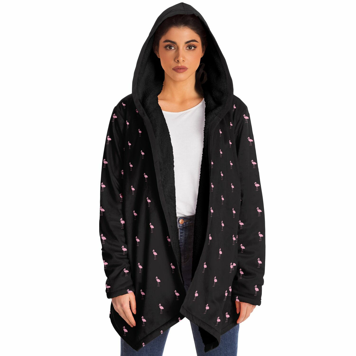 Black Classic Flamingo Cloak Hoodie