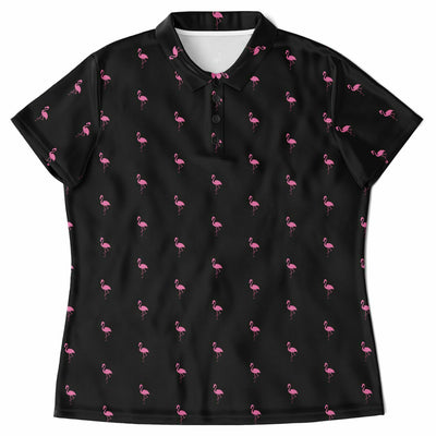 Black Simple Flamingo Polo Shirt