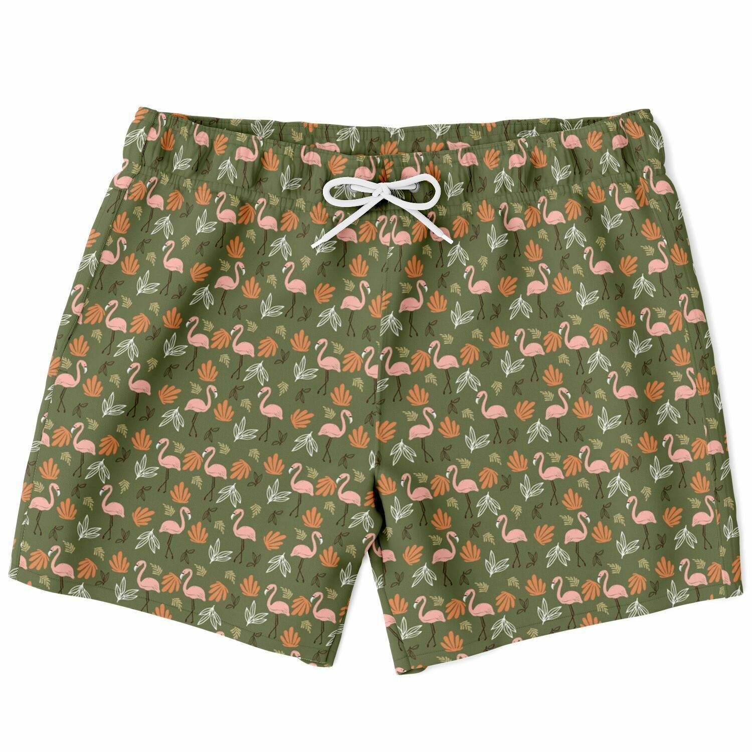 Classic Floral Flamingo Swim Trunks