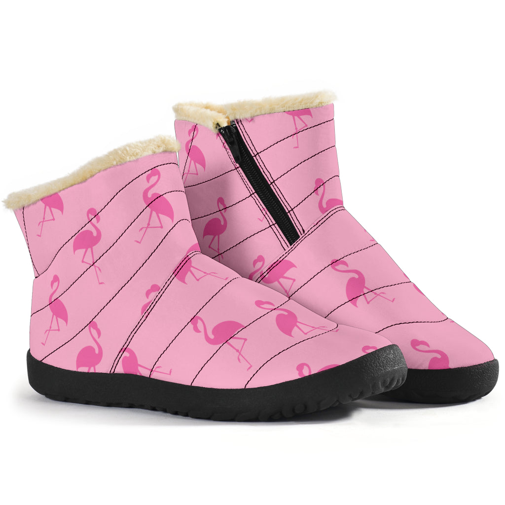 Simple Pink Flamingo Winter Boots