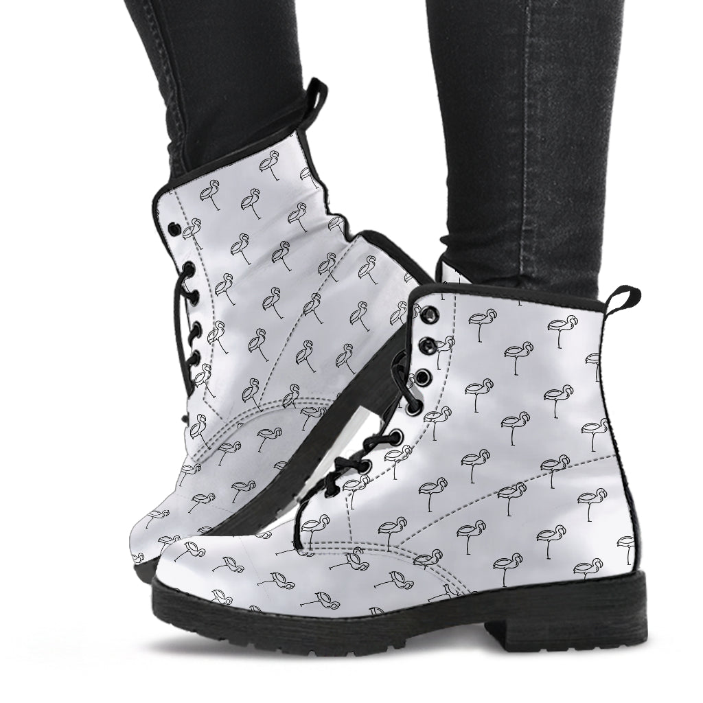 Classic Flamingo Outline Leather Boots