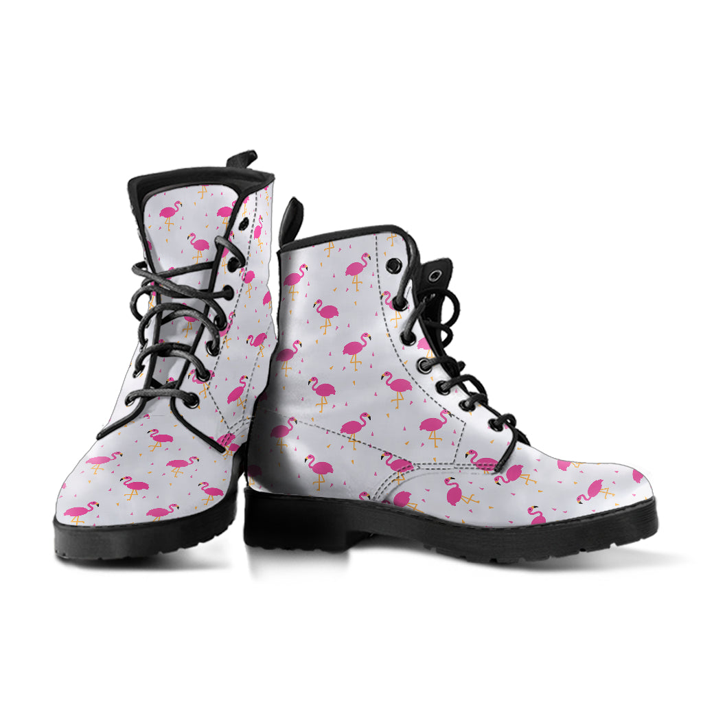 Pink Flamingo Style Leather Boots
