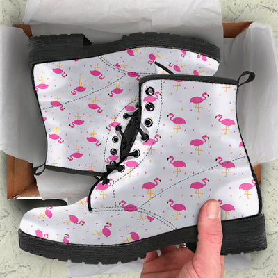 Pink Flamingo Style Leather Boots