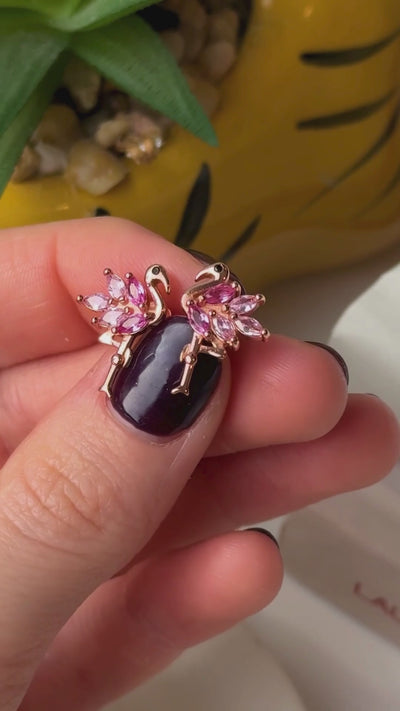 Sterling Silver Pink Flamingo Earrings