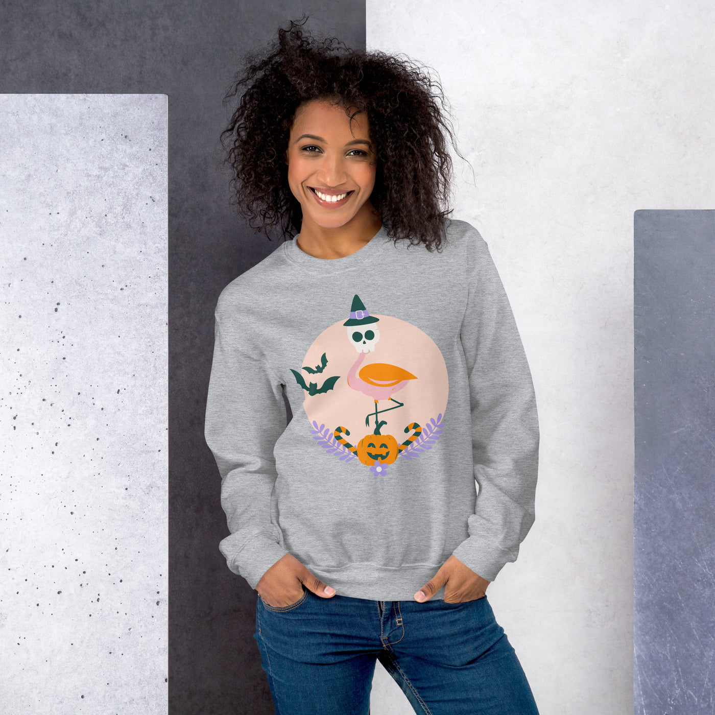 Flamingo Halloween Skull Sweatshirt