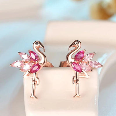 Sterling Silver Pink Flamingo Earrings