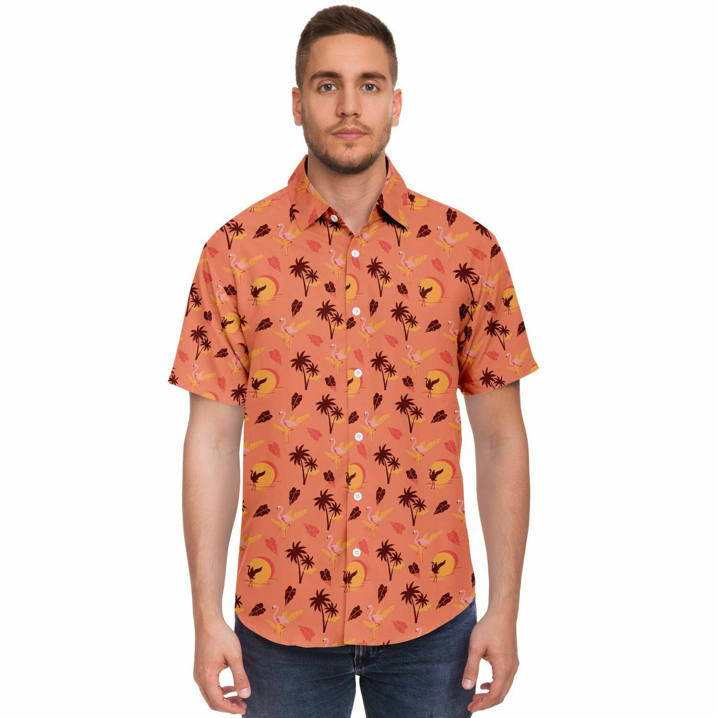 Flamingo Tropical Sunset Hawaiian Shirt