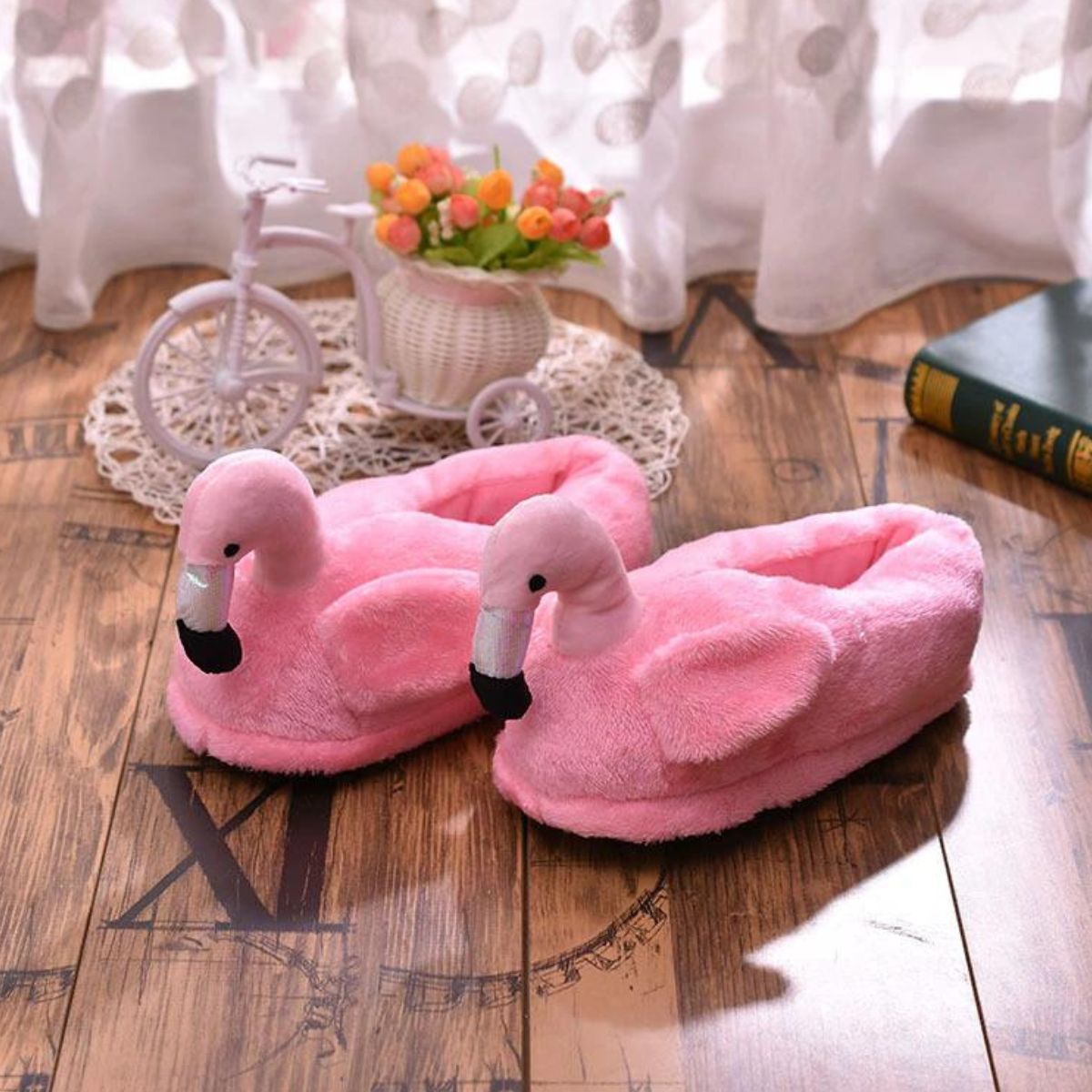 light pink flamingo slippers