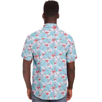 Flamingo Blue Floral Hawaiian Shirt Subliminator