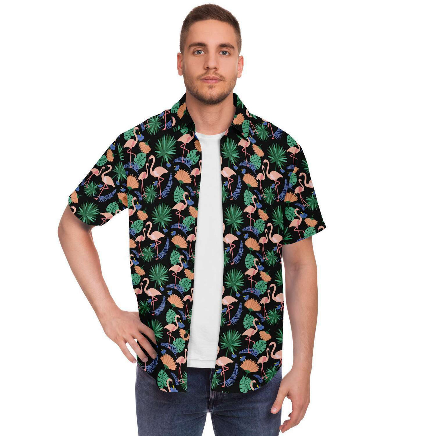 Flamingo Exotic Floral Hawaiian Shirt Subliminator