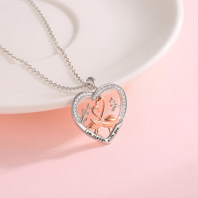 Sterling Silver Flamingo Love Necklace