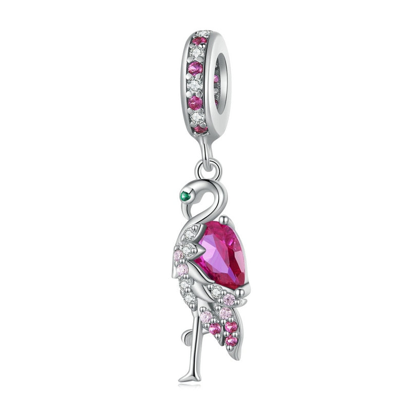 Sterling Silver Pink Flamingo Charm