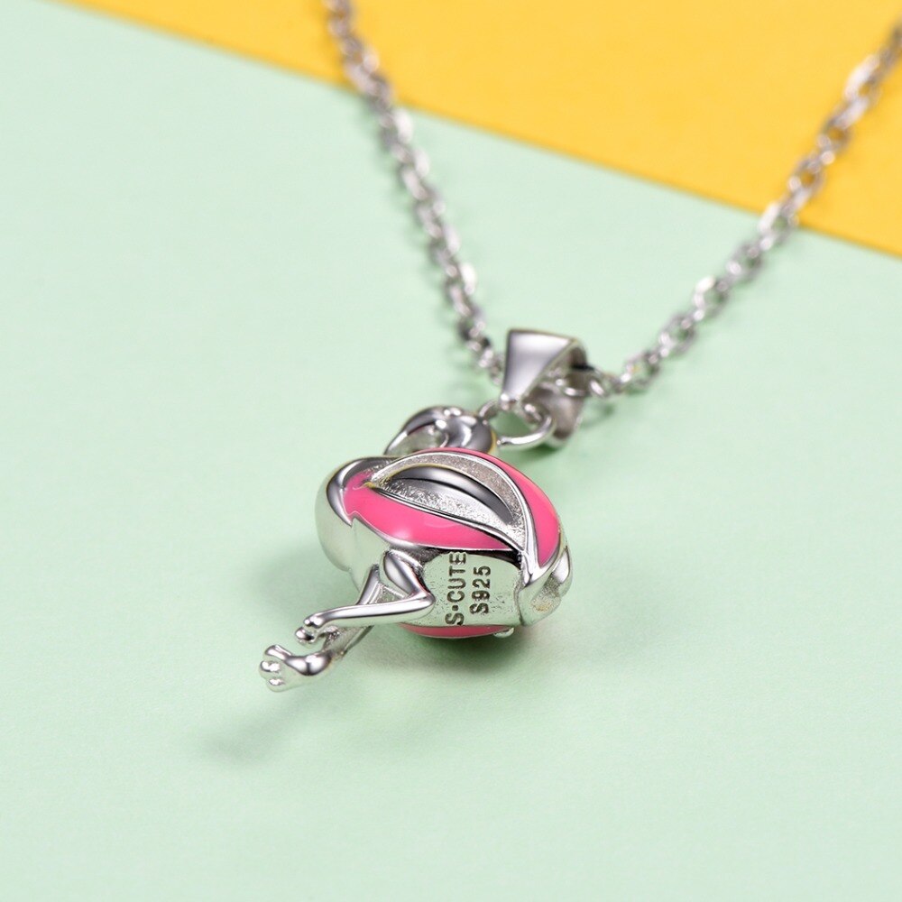 Sterling Silver Sparkling Pink Flamingo Necklace