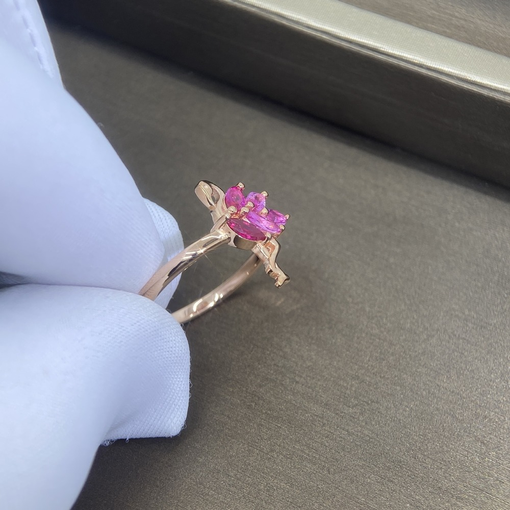 sterling silver pink flamingo ring
