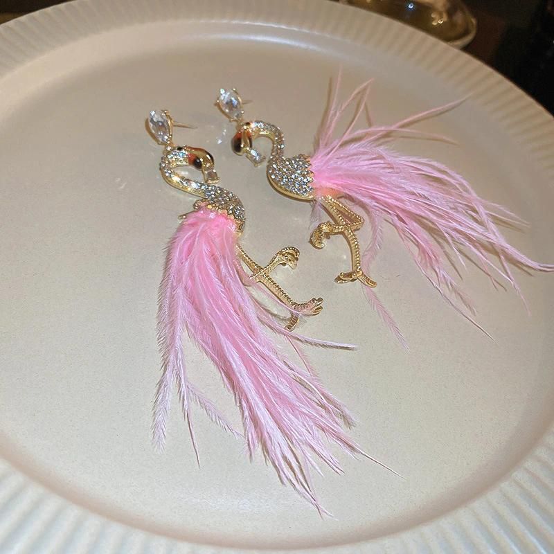 Pink Feather Flamingo Earrings