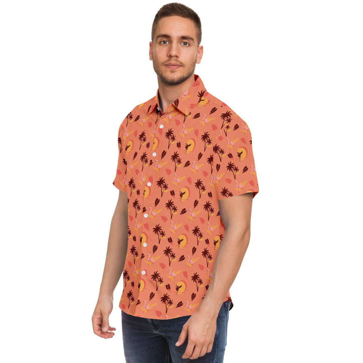 Flamingo Tropical Sunset Hawaiian Shirt
