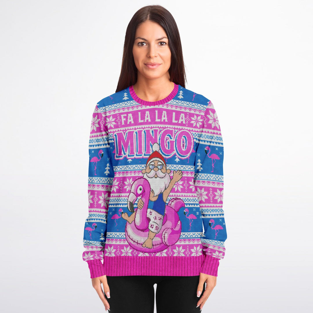 Fa La La La Mingo Ugly Christmas Sweatshirt The Popular Flamingo