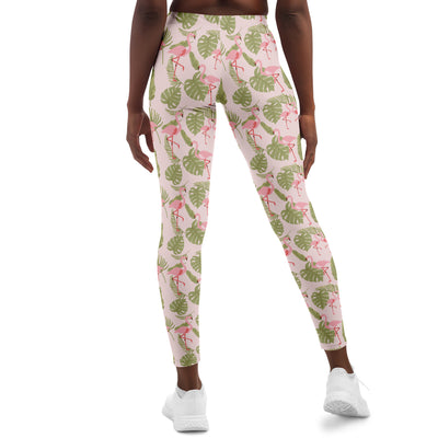 Flamingo Nature Floral Leggings Subliminator