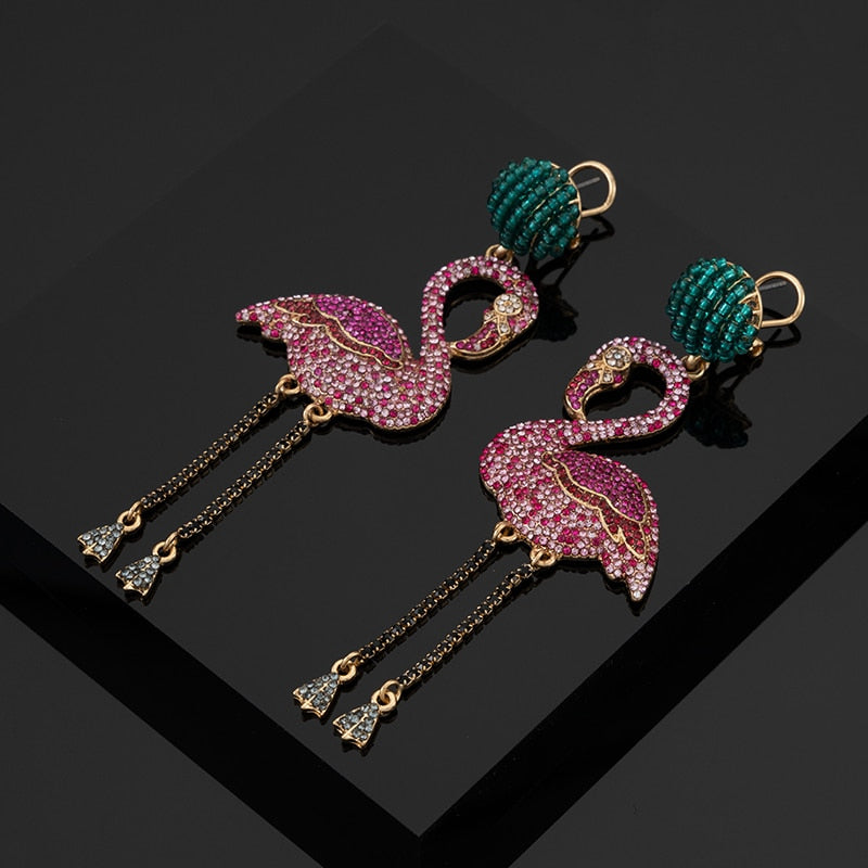 Flamingo Crystal Drop Earrings™ The Popular Flamingo